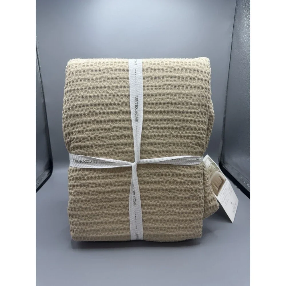 Levtex Cloud Waffle Textured 3 Piece Full/Queen Duvet Cover Set - Taupe